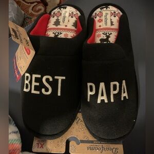 Men’s Dearfoams ‘Best Papa’ Slippers XL NWT Black